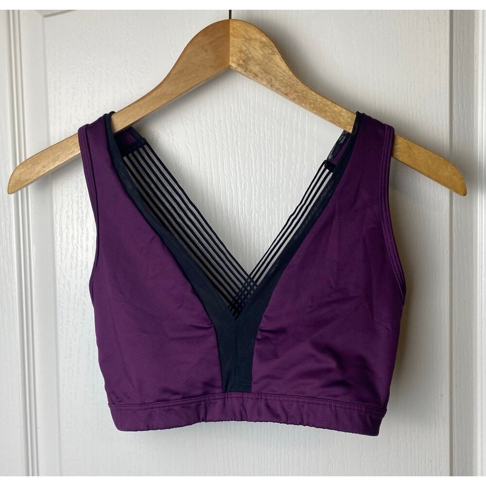 Purple V-Back Sports Bra with Strappy Detail